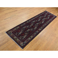 Load image into Gallery viewer, 2&#39;6&quot;x9&#39;3&quot; Falu Red, Afghan Khamyab, Intricate Geometrical Pattern, Denser Weave With Shiny Wool, Hand Knotted, Runner Oriental Rug FWR526356