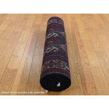Load image into Gallery viewer, 2&#39;6&quot;x9&#39;3&quot; Falu Red, Afghan Khamyab, Intricate Geometrical Pattern, Denser Weave With Shiny Wool, Hand Knotted, Runner Oriental Rug FWR526356