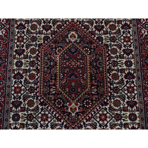 2'9"x11'4" Ivory, Hand Knotted, 300 Kpsi, Hand Spun New Zealand Wool, Bijar Mahi, Runner Oriental Rug FWR526368