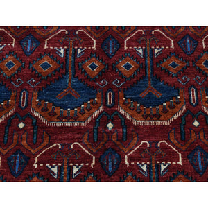 5'1"x6'6" Tuscan Red, Afghan Ersari, Geometrical Spaceship Design, Pure Wool, Hand Knotted, Oriental Rug FWR526392