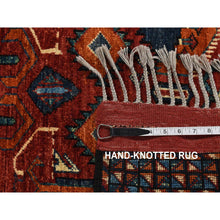 Load image into Gallery viewer, 5&#39;1&quot;x6&#39;6&quot; Tuscan Red, Afghan Ersari, Geometrical Spaceship Design, Pure Wool, Hand Knotted, Oriental Rug FWR526392