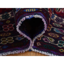 Load image into Gallery viewer, 3&#39;10&quot;x6&#39;5&quot; Carmine Red, Afghan Baluch With Repetitive Colorful Nomad Design, Pure Wool, Hand Knotted, Oriental Rug FWR526404