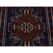 Load image into Gallery viewer, 3&#39;10&quot;x6&#39;9&quot; Yankees Blue, Afghan Baluch, Open Field Medallion Design, Pure Wool, Hand Knotted, Oriental Rug FWR526410