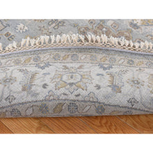 Load image into Gallery viewer, 8&#39;1&quot;x8&#39;1&quot; Old Silver Gray, Karajeh Design, Pure Wool, Hand Knotted, Round Oriental Rug FWR526422