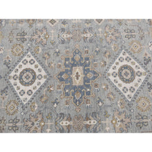Load image into Gallery viewer, 8&#39;1&quot;x8&#39;1&quot; Old Silver Gray, Karajeh Design, Pure Wool, Hand Knotted, Round Oriental Rug FWR526422
