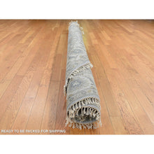 Load image into Gallery viewer, 8&#39;1&quot;x8&#39;1&quot; Old Silver Gray, Karajeh Design, Pure Wool, Hand Knotted, Round Oriental Rug FWR526422