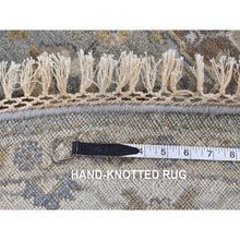 Load image into Gallery viewer, 8&#39;1&quot;x8&#39;1&quot; Old Silver Gray, Karajeh Design, Pure Wool, Hand Knotted, Round Oriental Rug FWR526422