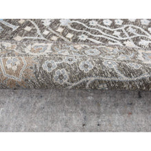 Load image into Gallery viewer, 9&#39;1&quot;x9&#39;1&quot; Bistre Brown, Cypress Tree Design, Silk With Textured Wool, Hand Knotted, Round Oriental Rug FWR526428