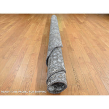 Load image into Gallery viewer, 9&#39;1&quot;x9&#39;1&quot; Bistre Brown, Cypress Tree Design, Silk With Textured Wool, Hand Knotted, Round Oriental Rug FWR526428