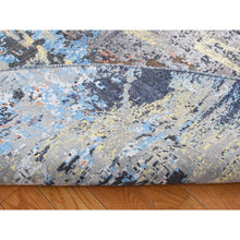Load image into Gallery viewer, 10&#39;1&quot;x10&#39;1&quot; Stone Gray, Silk with Textured Wool, Abstract Design, Hand Knotted, Round Oriental Rug FWR526434