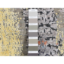 Load image into Gallery viewer, 10&#39;1&quot;x10&#39;1&quot; Stone Gray, Silk with Textured Wool, Abstract Design, Hand Knotted, Round Oriental Rug FWR526434