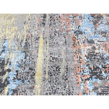 Load image into Gallery viewer, 10&#39;1&quot;x10&#39;1&quot; Stone Gray, Silk with Textured Wool, Abstract Design, Hand Knotted, Round Oriental Rug FWR526434