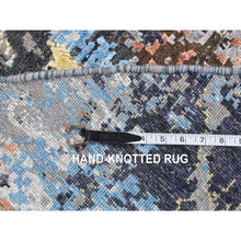 Load image into Gallery viewer, 10&#39;1&quot;x10&#39;1&quot; Stone Gray, Silk with Textured Wool, Abstract Design, Hand Knotted, Round Oriental Rug FWR526434