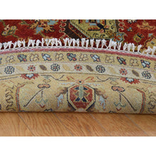Load image into Gallery viewer, 10&#39;x10&#39; Maroon Red, Hand Knotted, Karajeh Design, Pure Wool, Round Oriental Rug FWR526440