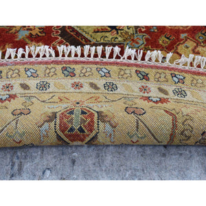 10'x10' Maroon Red, Hand Knotted, Karajeh Design, Pure Wool, Round Oriental Rug FWR526440