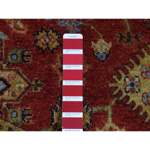 10'x10' Maroon Red, Hand Knotted, Karajeh Design, Pure Wool, Round Oriental Rug FWR526440