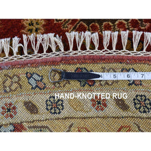 Load image into Gallery viewer, 10&#39;x10&#39; Maroon Red, Hand Knotted, Karajeh Design, Pure Wool, Round Oriental Rug FWR526440