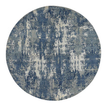 Load image into Gallery viewer, 10&#39;x10&#39; Yankees Blue, Abstract Design, Wool and Pure Silk, Hand Knotted, Round Oriental Rug FWR526452
