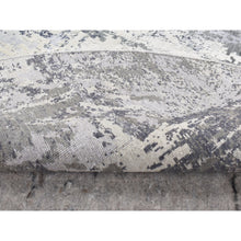 Load image into Gallery viewer, 8&#39;1&quot;x8&#39;1&quot; Smokey Gray, Abstract Design, Wool And Pure Silk, Hand Knotted, Round Oriental Rug FWR526458