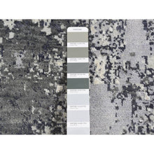 Load image into Gallery viewer, 8&#39;1&quot;x8&#39;1&quot; Smokey Gray, Abstract Design, Wool And Pure Silk, Hand Knotted, Round Oriental Rug FWR526458