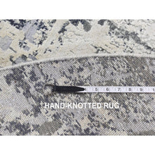 Load image into Gallery viewer, 8&#39;1&quot;x8&#39;1&quot; Smokey Gray, Abstract Design, Wool And Pure Silk, Hand Knotted, Round Oriental Rug FWR526458