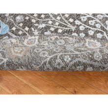 Load image into Gallery viewer, 8&#39;x8&#39; Bistre Brown, Hand Knotted, Cypress Tree Design, Silk With Textured Wool, Round Oriental Rug FWR526464