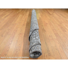 Load image into Gallery viewer, 8&#39;x8&#39; Bistre Brown, Hand Knotted, Cypress Tree Design, Silk With Textured Wool, Round Oriental Rug FWR526464