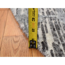 Load image into Gallery viewer, 8&#39;x8&#39; Sonic Gray, Hand Spun Undyed Natural Wool, Modern Criss Cross Erased Design, Hand Knotted, Round Oriental Rug FWR526470