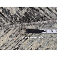 Load image into Gallery viewer, 8&#39;x8&#39; Sonic Gray, Hand Spun Undyed Natural Wool, Modern Criss Cross Erased Design, Hand Knotted, Round Oriental Rug FWR526470