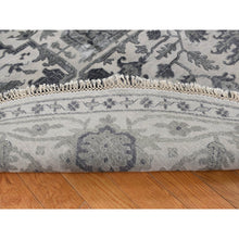 Load image into Gallery viewer, 10&#39;x10&#39; Echo Gray, Heriz Design, Wool And Silk, Hi-lo Pile, Hand Knotted, Round Oriental Rug FWR526482