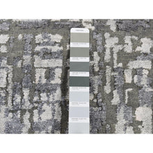 Load image into Gallery viewer, 10&#39;3&quot;x10&#39;3&quot; Carbon Gray, Wool And Silk, Abstract Design, Hand Knotted, Round Oriental Rug FWR526494