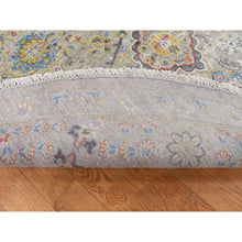 Load image into Gallery viewer, 10&#39;x10&#39; Agreeable Gray, The Sunset Rosettes, Pure Silk And Wool, Hand Knotted, Round Oriental Rug FWR526500