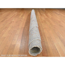 Load image into Gallery viewer, 10&#39;x10&#39; Agreeable Gray, The Sunset Rosettes, Pure Silk And Wool, Hand Knotted, Round Oriental Rug FWR526500