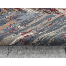 Load image into Gallery viewer, 8&#39;x8&#39; Charcoal Gray, Abstract Design, Hi-low Pile, Wool And Silk, Hand Knotted, Round Oriental Rug FWR526506