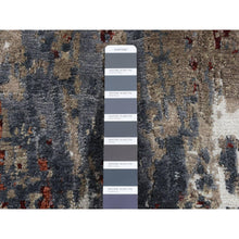Load image into Gallery viewer, 8&#39;x8&#39; Charcoal Gray, Abstract Design, Hi-low Pile, Wool And Silk, Hand Knotted, Round Oriental Rug FWR526506