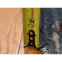 Load image into Gallery viewer, 8&#39;x8&#39; Charcoal Gray, Abstract Design, Hi-low Pile, Wool And Silk, Hand Knotted, Round Oriental Rug FWR526506