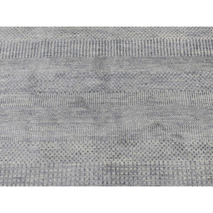 10'x10' Medium Gray, Wool and Silk, Grass Design, Hand Knotted, Round Oriental Rug FWR526524