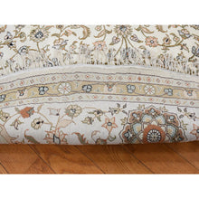 Load image into Gallery viewer, 9&#39;1&quot;x9&#39;1&quot; Ivory, Silken, Tabriz Design, 300 Kpsi, Hand Knotted, Round Oriental Rug FWR526530