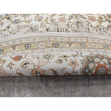 Load image into Gallery viewer, 9&#39;1&quot;x9&#39;1&quot; Ivory, Silken, Tabriz Design, 300 Kpsi, Hand Knotted, Round Oriental Rug FWR526530