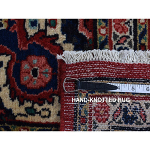 6'8"x19'3" Midnight Blue with Yellow, Antique Persian Bakhtiari in an Excellent Condition, Diamond Shape Garden Medallion Design, Hand Knotted, Pure Wool, Gallery Size Wide Runner, Oriental Rug FWR469932