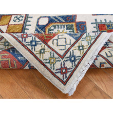 Load image into Gallery viewer, 4&#39;10&quot;x7&#39; Ivory, Pure Wool, Repetitive Design, Afghan Ersari, Hand Knotted, Oriental Rug FWR526584