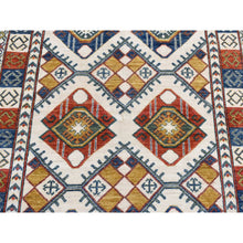Load image into Gallery viewer, 4&#39;10&quot;x7&#39; Ivory, Pure Wool, Repetitive Design, Afghan Ersari, Hand Knotted, Oriental Rug FWR526584