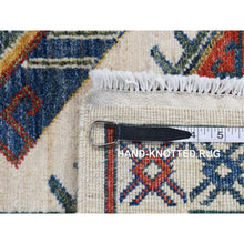 Load image into Gallery viewer, 4&#39;10&quot;x7&#39; Ivory, Pure Wool, Repetitive Design, Afghan Ersari, Hand Knotted, Oriental Rug FWR526584