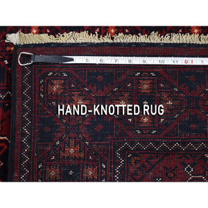 3'3"x5'6" Vermilion Red, Afghan Khamyab, Denser Weave with Shiny Wool, Hand Knotted, Oriental Rug FWR526608
