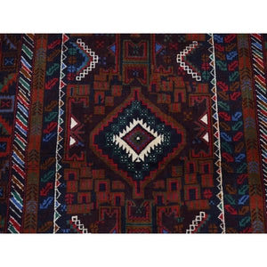 3'7"x6'6" Light Brown, Afghan Baluch Geometric Design, Pure Wool, Hand Knotted, Oriental Rug FWR526614