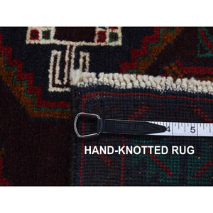 3'8"x7'9" Barn Red, Vintage Persian Hamadan, Full Pile, Mint Condition, Pure Wool, Hand Knotted, Wide Runner Oriental Rug FWR524658