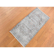 Load image into Gallery viewer, 1&#39;8&quot;x3&#39;7&quot; Misty Gray, Pure Wool, Vintage Persian Kerman, Hand Knotted, Mat Oriental Rug FWR526650