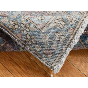 1'8"x3'7" Misty Gray, Pure Wool, Vintage Persian Kerman, Hand Knotted, Mat Oriental Rug FWR526650