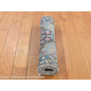 1'8"x3'7" Misty Gray, Pure Wool, Vintage Persian Kerman, Hand Knotted, Mat Oriental Rug FWR526650