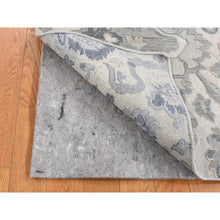 Load image into Gallery viewer, 2&#39;x3&#39;2&quot; Gainsboro Gray, Silk with Textured Wool, Mahal Design, Hand Knotted, Sample Mat Oriental Rug FWR526674